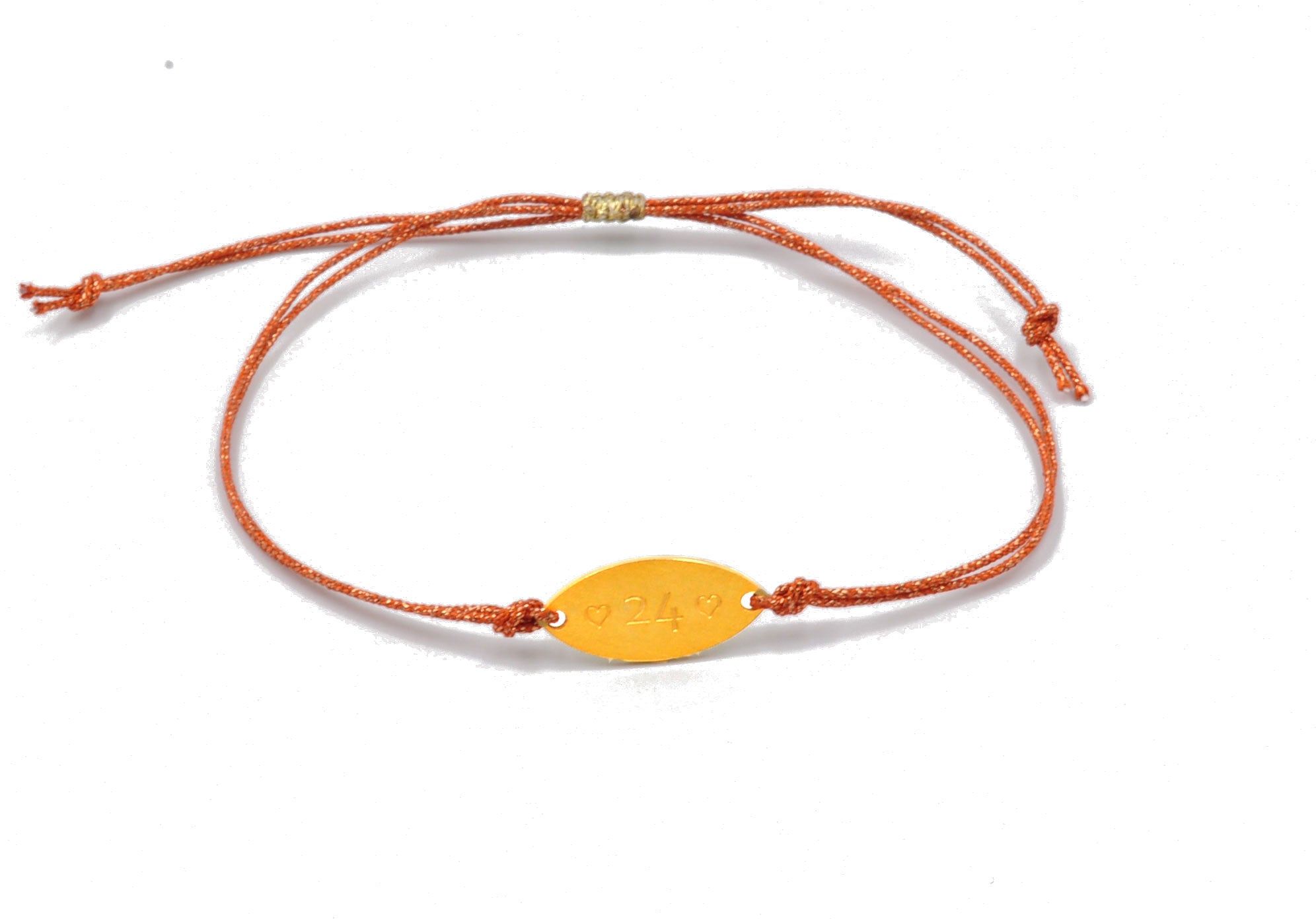 Gold '2024' Hearts Orange Bracelet