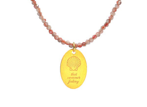 'That Summer Feeling - Shell' Pink White Jade Necklace