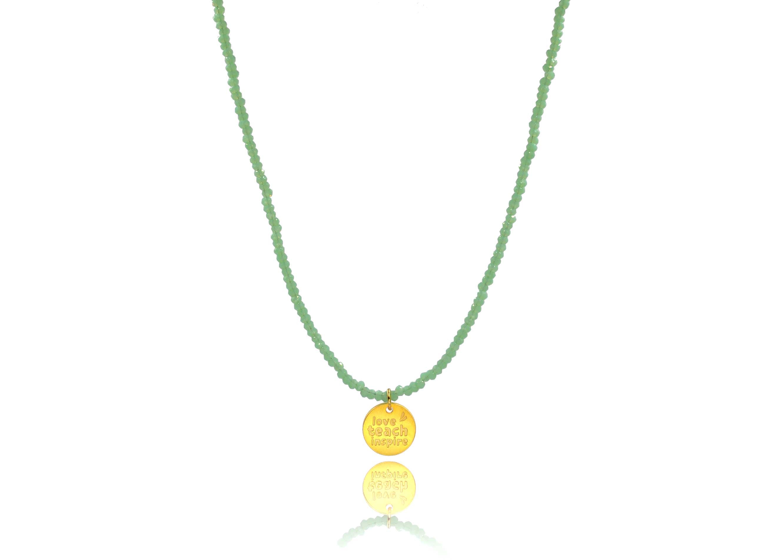 Mint Crystal 'Love, Teach, Inspire' Necklace
