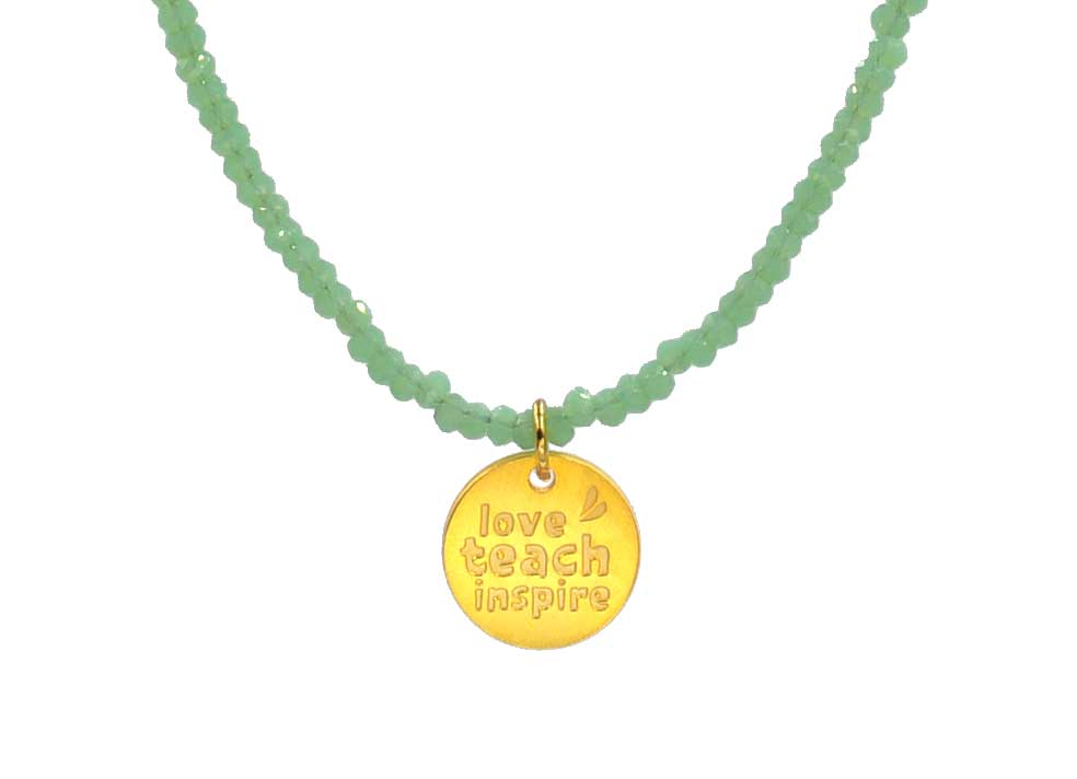 Mint Crystal 'Love, Teach, Inspire' Necklace