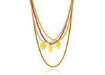 Load image into Gallery viewer, A combo of 4 different necklaces with miyuki beads, crystals, silver 925 gold plated chain, combined with silver 925 gold plated charms in various shapes. 
