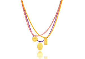 A combo with 3 necklaces made with semiprecious stones, miyuki beads and silver 925 gold plated charms with different messages.