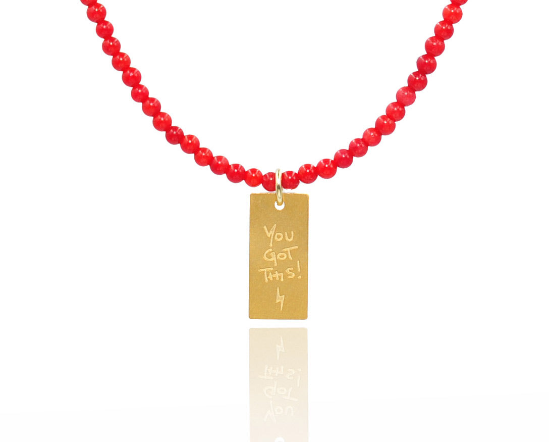 Coral 'You Got This' Necklace