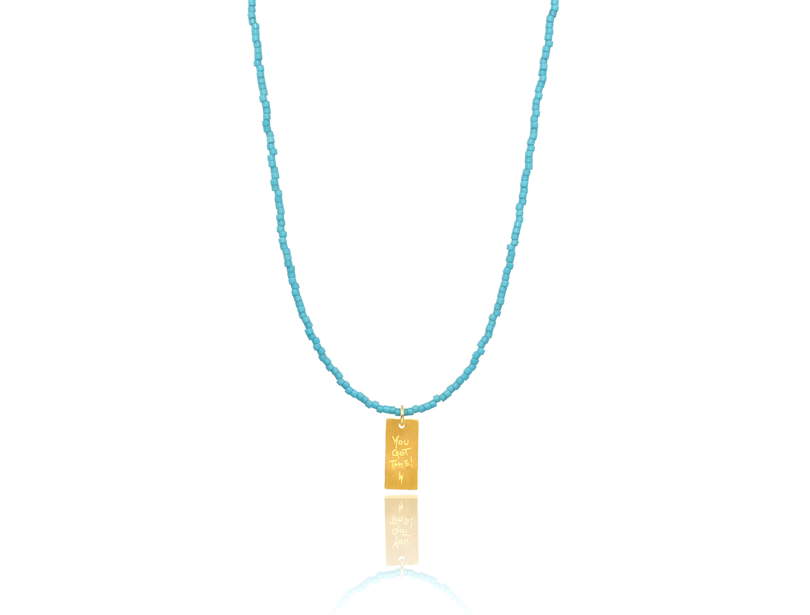 Light Blue Miyuki 'You Got This' Necklace