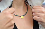 Load image into Gallery viewer, &#39;It&#39;s all wrong! Όλα λάθος!&#39; Green Emerald Crystal Necklace
