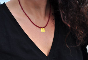 'It's all wrong! Όλα λάθος!' Red fire Crystal Necklace