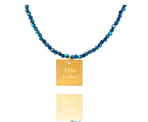 'It's all wrong! Όλα λάθος!' Shiny Blue Cateye Necklace