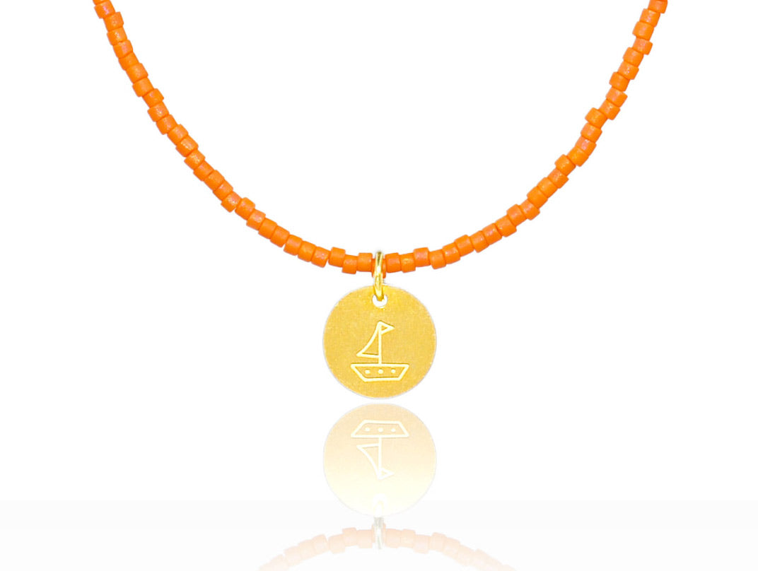 Orange 'Little Boat' Necklace