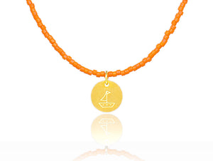 Orange 'Little Boat' Necklace