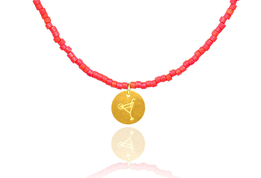 Coral Red Miyuki 'Cocktail' Necklace