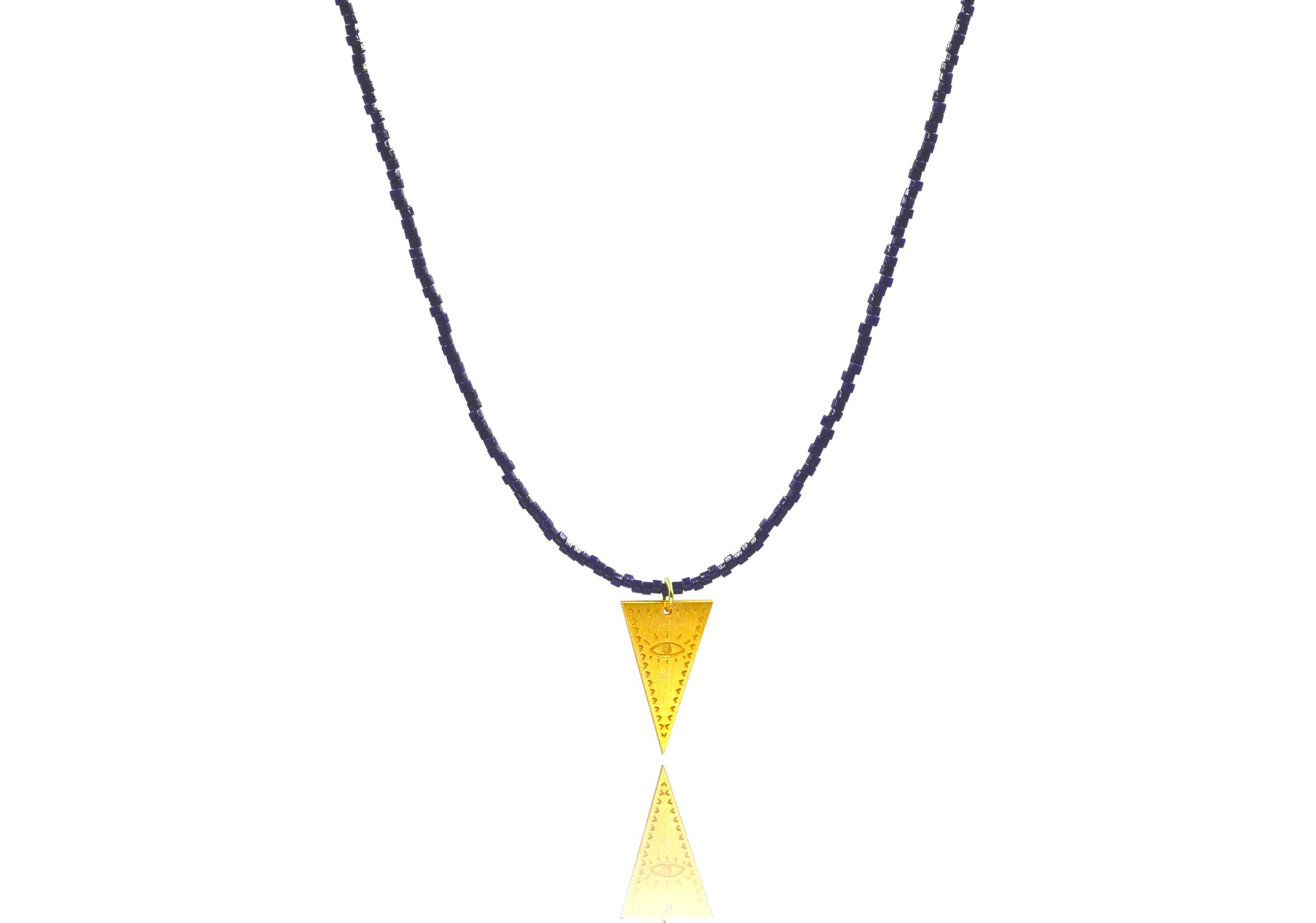 Navy Blue Miyuki 'Triangle Eye' Necklace