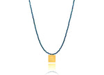 Load image into Gallery viewer, A necklace made of blue japanese miyuki beads and a squared silver 925 charm plated in gold 24K, with a message ´´όλα λάθος&#39;&#39; -&#39;It&#39;s all wrong! .
