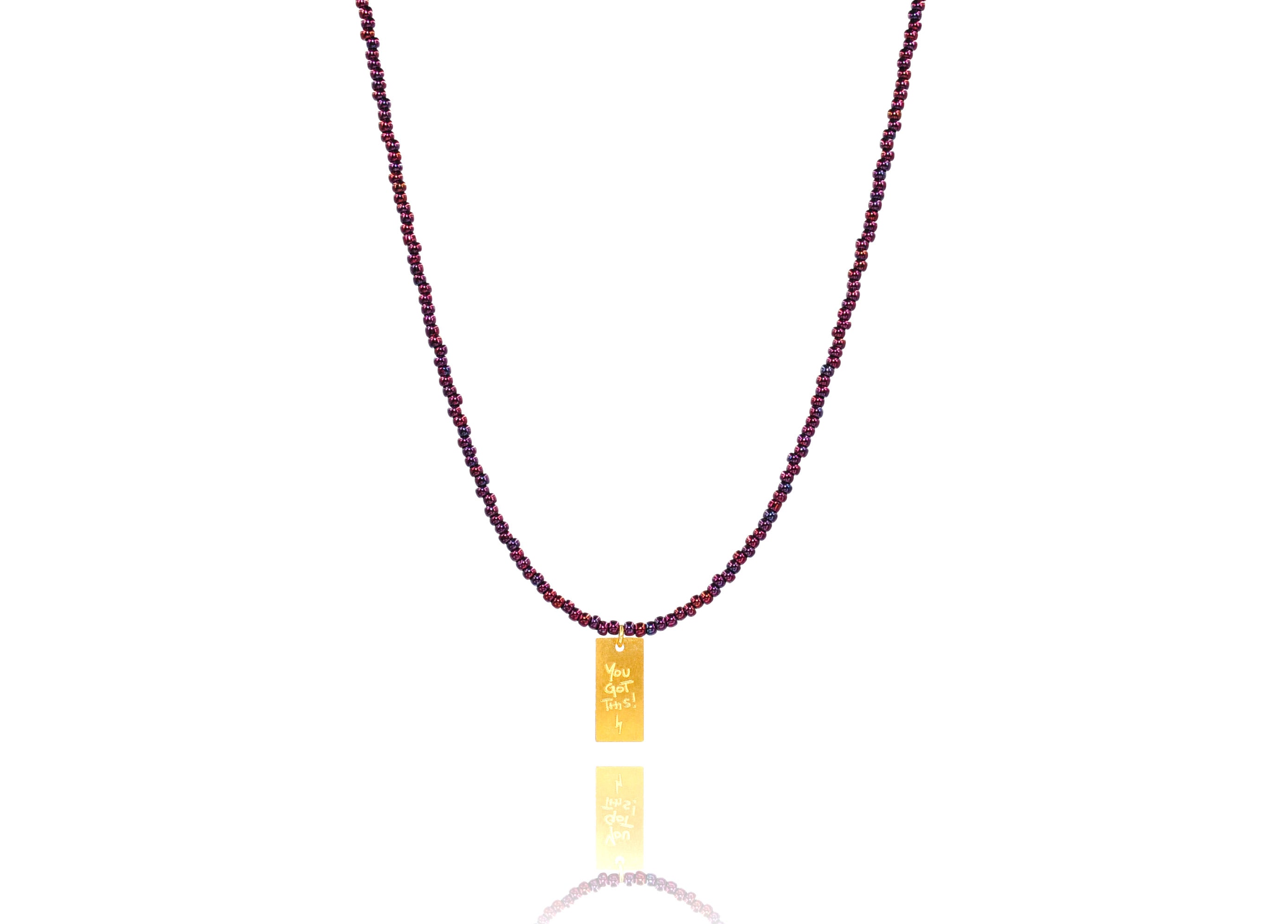 'You Got This' Mauve Japanese Beads Necklace