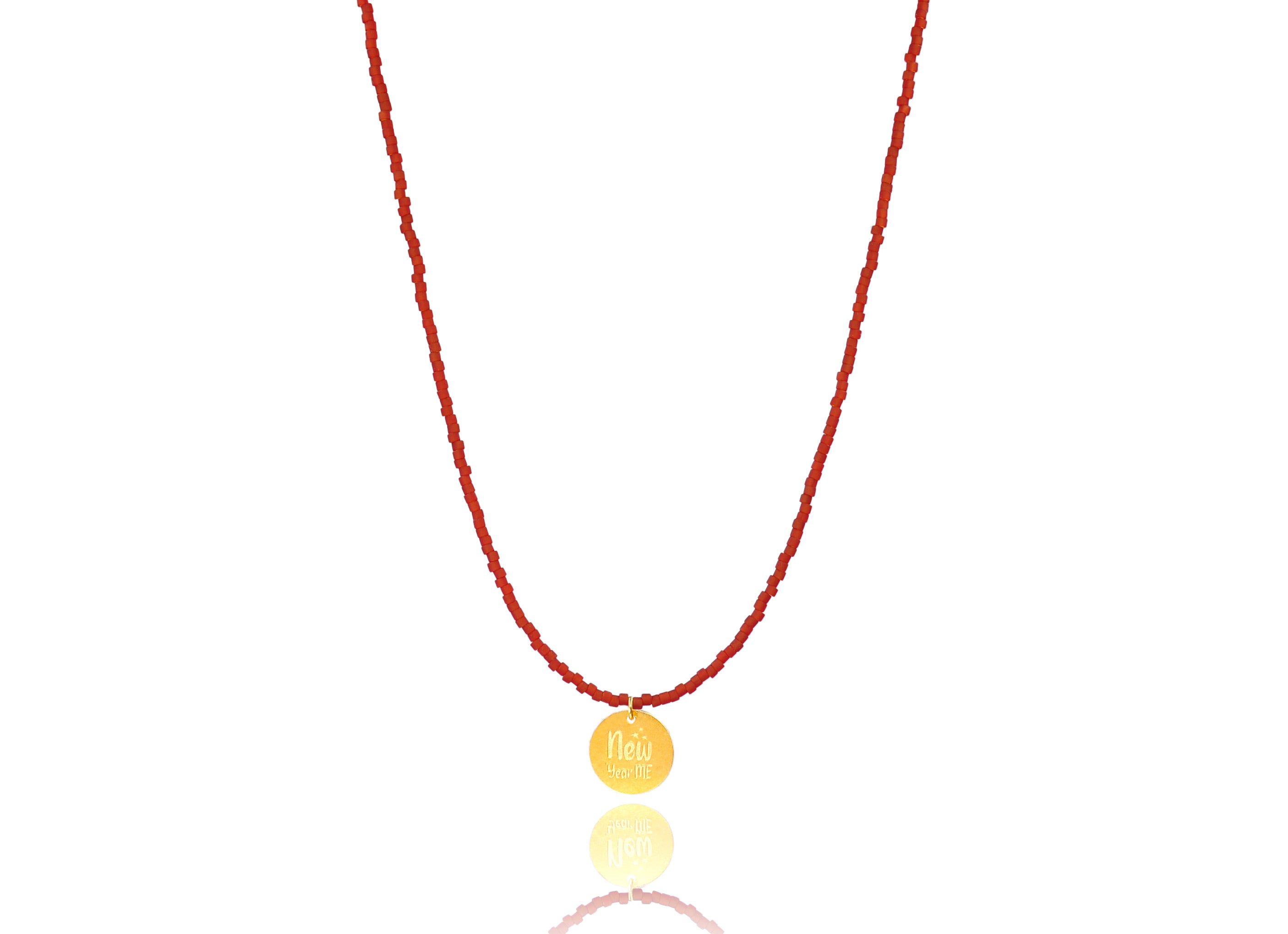 'New Year Me’ Lucky Charm 2024 Fire Red Matte Necklace