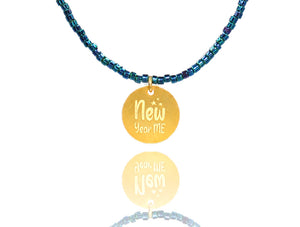 'New Year Me’ Lucky Charm 2024 Blue Metallics Necklace