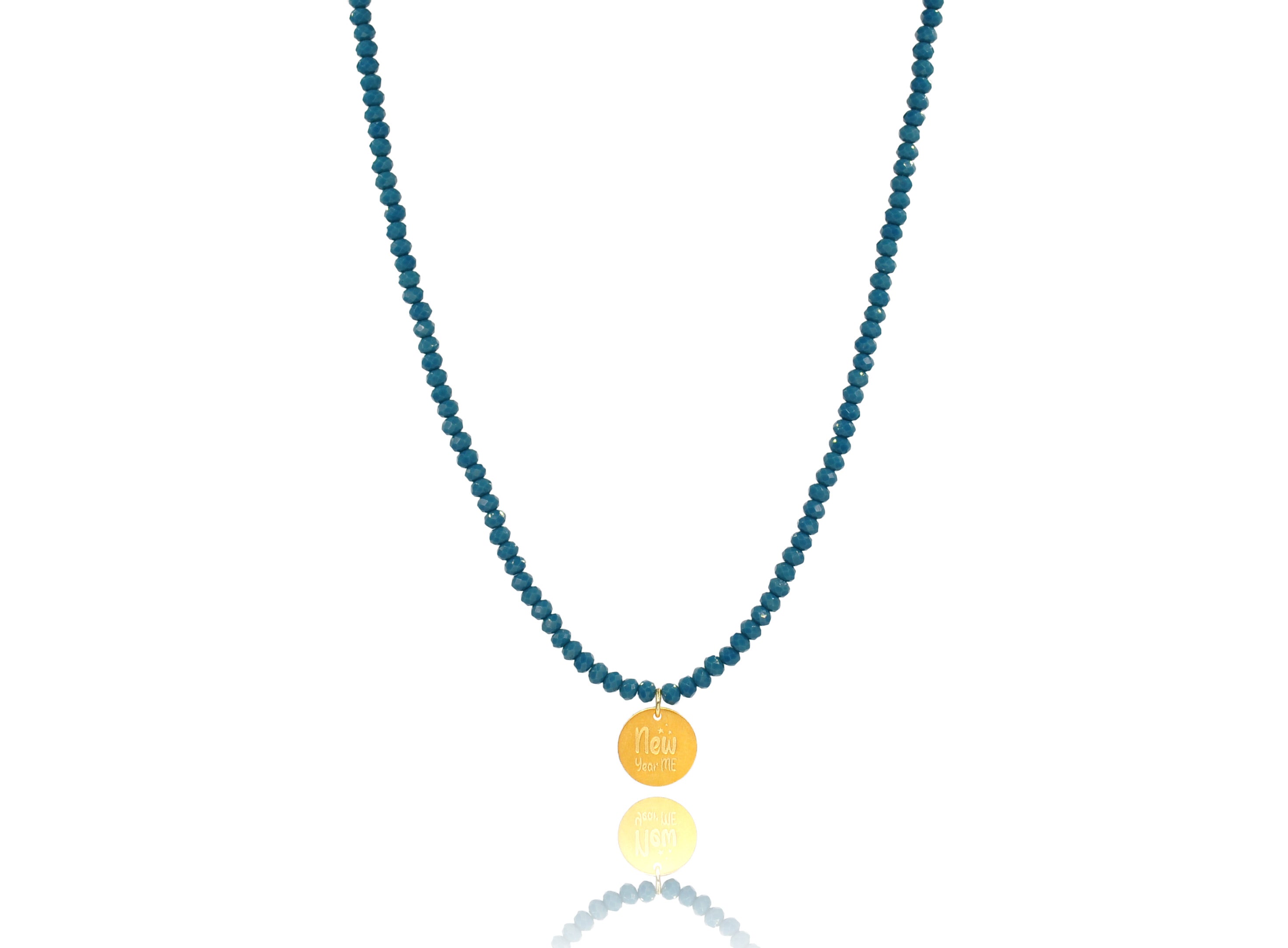 'New Year Me’ Lucky Charm 2024 Teal Crystal Necklace