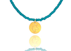 Matte Teal ‘Unicorn’ Charm Necklace