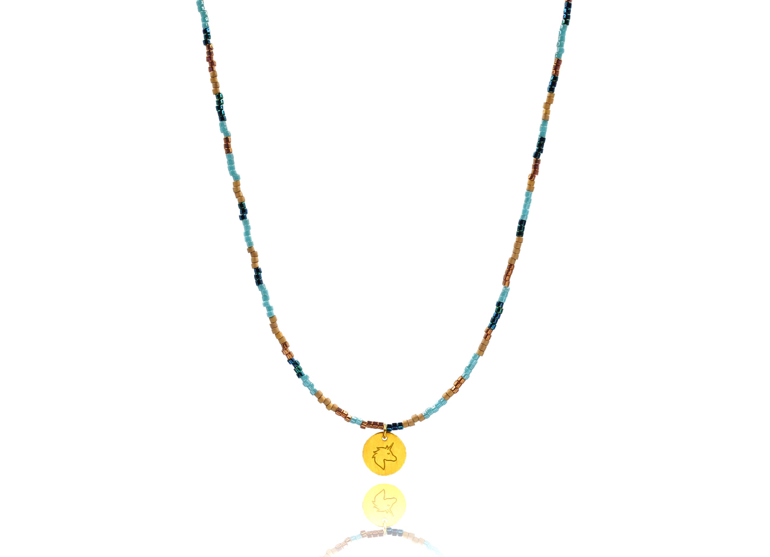 Multi Blue ‘Unicorn’ Charm Necklace