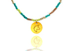 Load image into Gallery viewer, Lime Blue Metallics ‘Unicorn’ Charm Necklace
