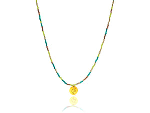 Lime Blue Metallics ‘Unicorn’ Charm Necklace
