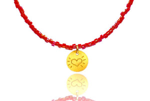 Red Miyuki 'Little Heart' Necklace Kids
