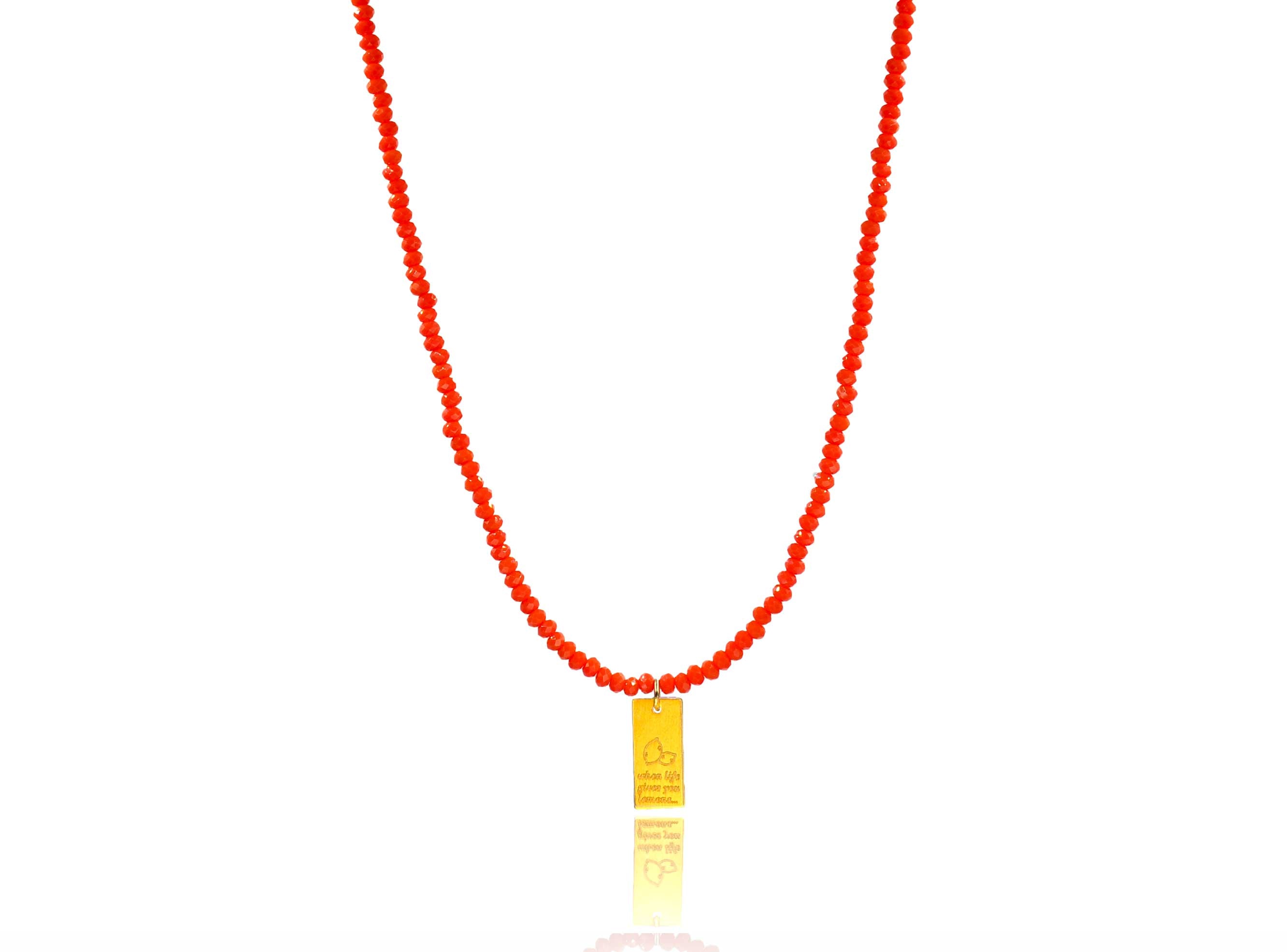 Red Orange Crystals 'When life gives you lemons…' Necklace