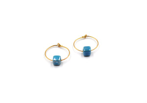 Blue Ceramic Goldplated Earrings
