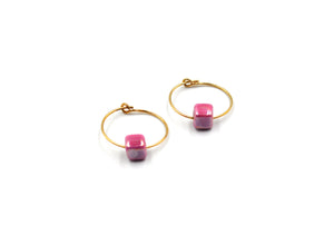 Pink Ceramic Goldplated Earrings
