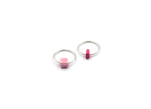 Silver earrings with pink ceramics