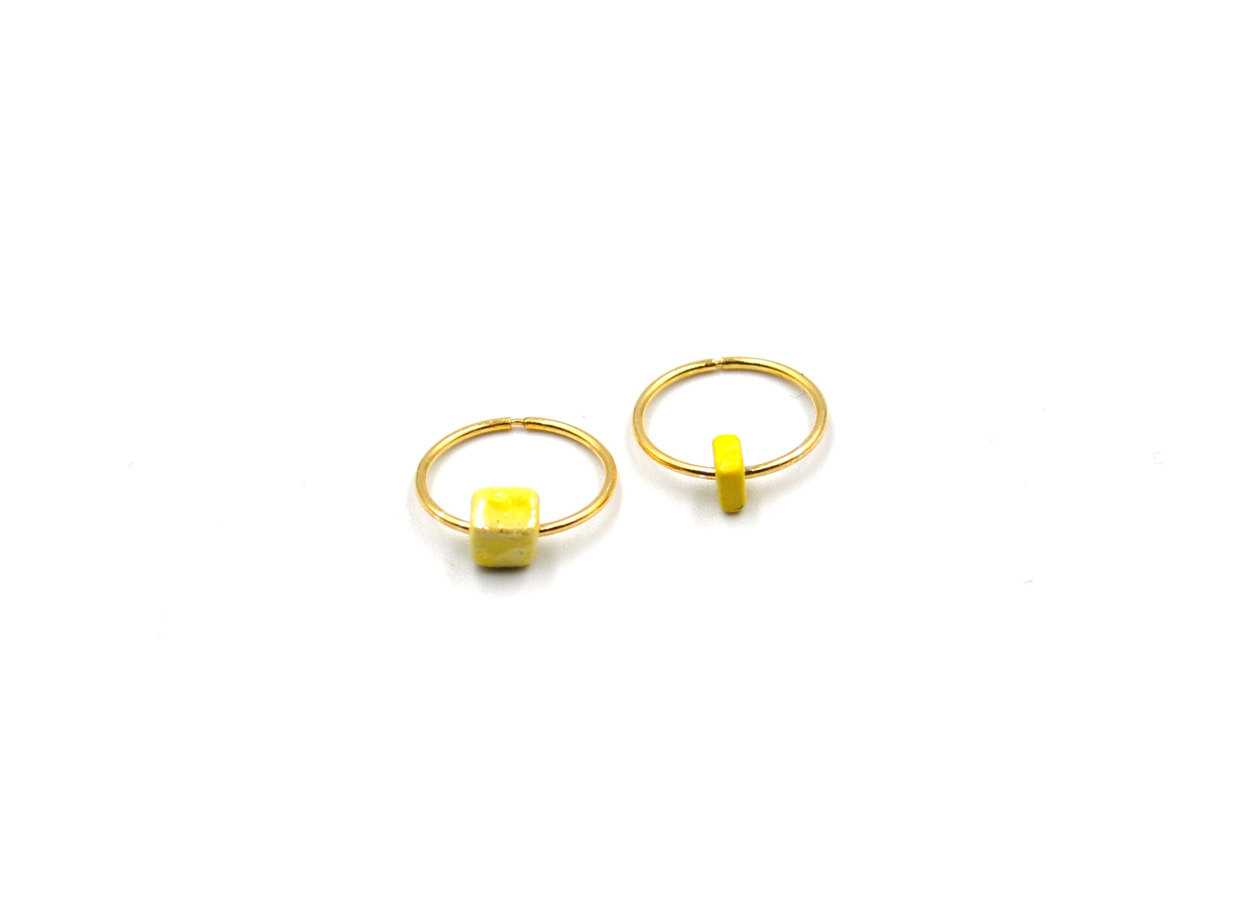 Goldplated silver earrings with yellow ceramics