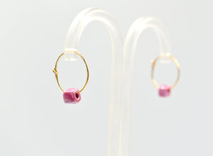 Pink Ceramic Goldplated Earrings