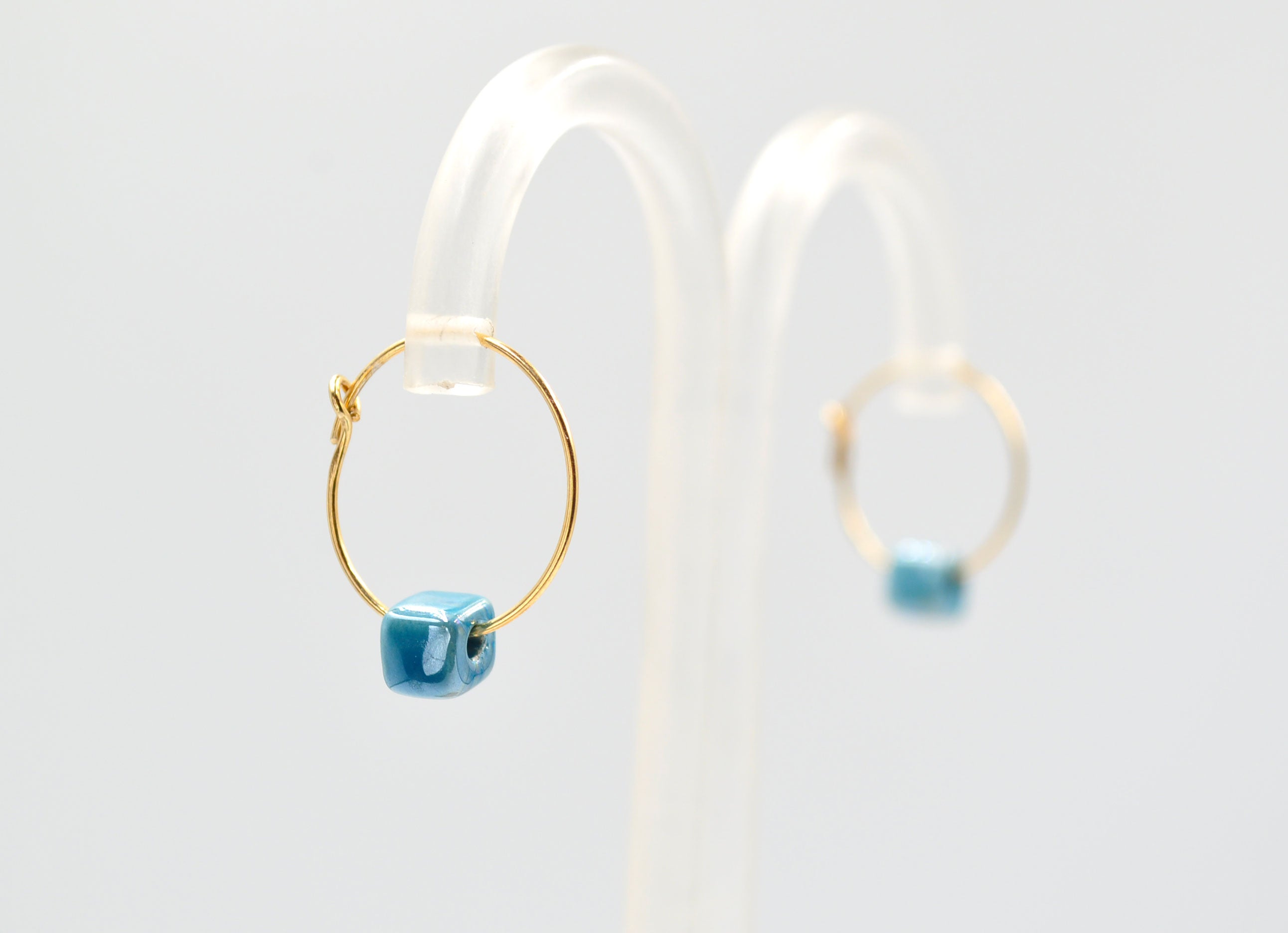 Blue Ceramic Goldplated Earrings