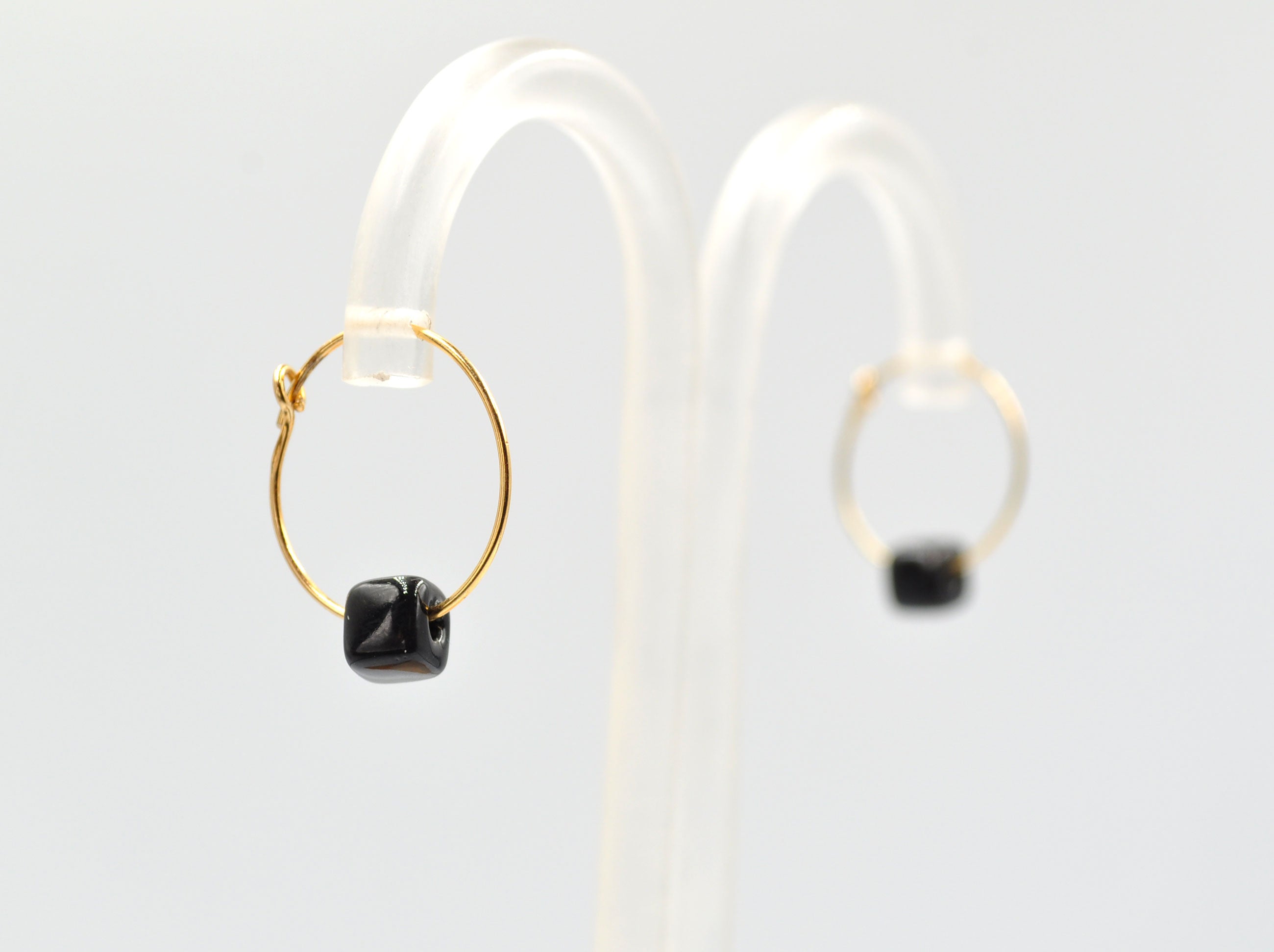 Black Ceramic Goldplated Earrings