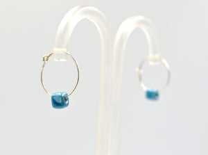 Blue Ceramic Silver Earrings