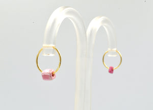 Goldplated silver earrings with pink ceramics