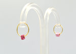 Load image into Gallery viewer, Goldplated silver earrings with pink ceramics

