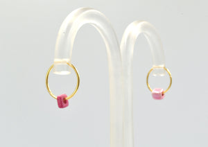 Goldplated silver earrings with pink ceramics
