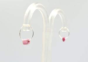 Silver earrings with pink ceramics
